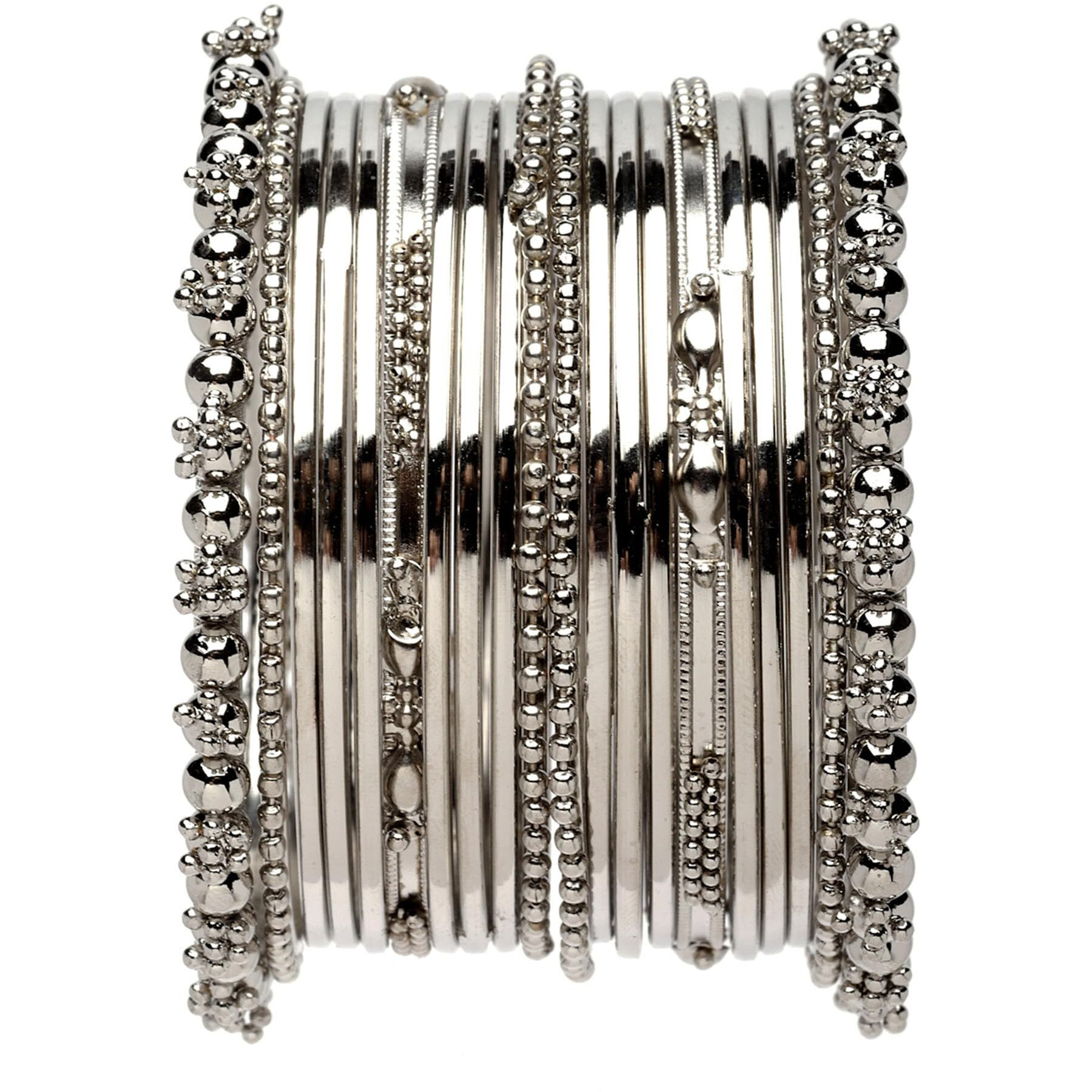 KENNICE Set Of 20 Oxidized Silver-Plated Traditional Bangles Set Jewellery For Girls & Women
