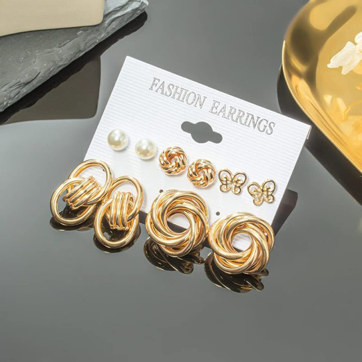 Jewels Galaxy Gold Plated Hoops Earrings Combo For Women/Girls (Style 3) (JG-PC-ERGI-8651)