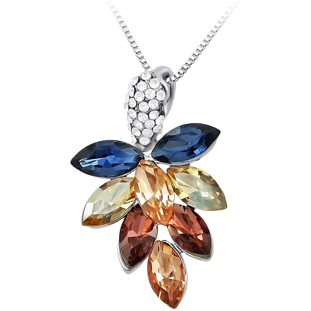 Nakabh Fashion Premium Crystal Stone Pendant Chain Necklace For Women and Girls (Design 12)