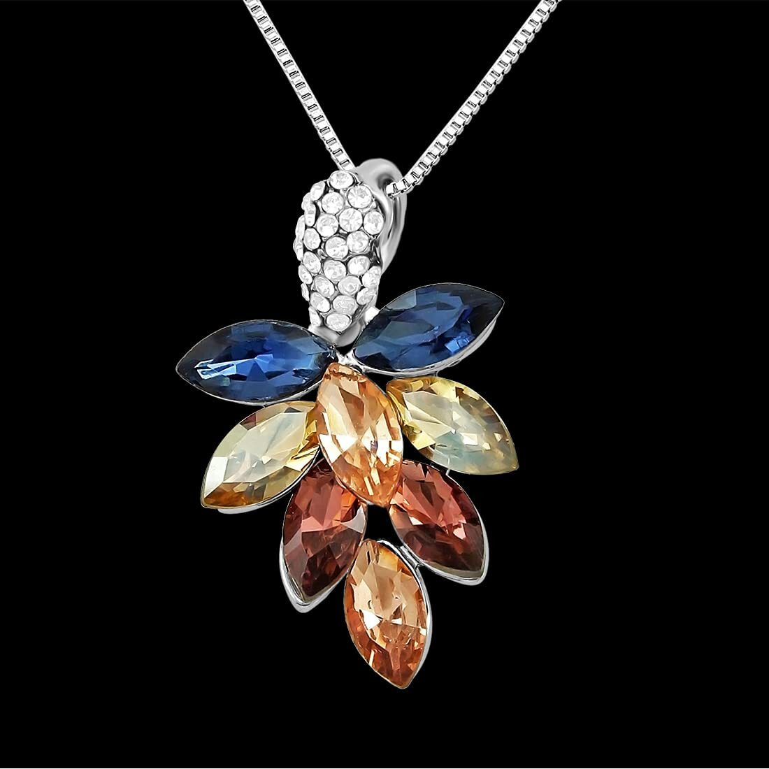 Nakabh Fashion Premium Crystal Stone Pendant Chain Necklace For Women and Girls (Design 12)