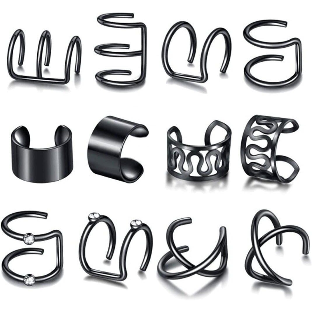 Jewels Galaxy Jewellery For Women Black Plated Earcuffs Combo (JG-PC-ERGQ-8660)