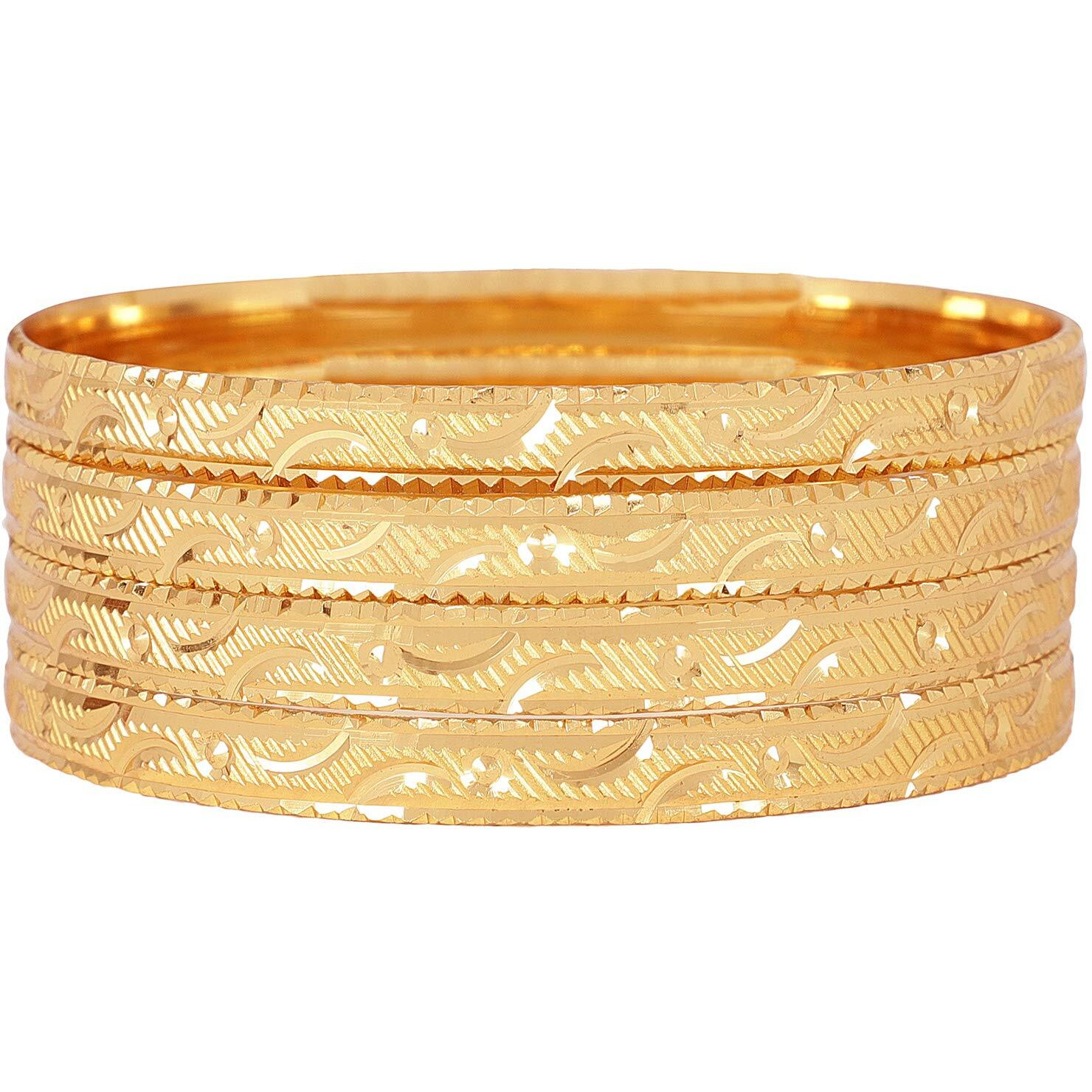 Shining Diva Fashion Set of 4 Latest Traditional Design One Gram Gold Plated Bracelet Bangle for Women and Girls (Design3) (11723b_2.6)