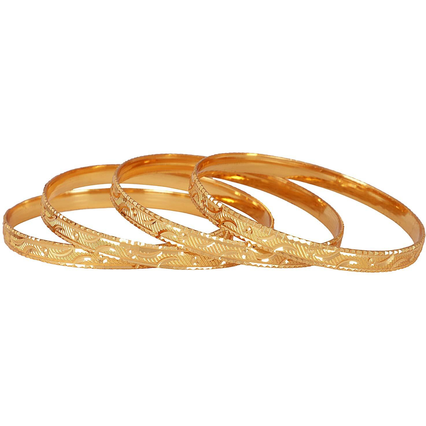 Shining Diva Fashion Set of 4 Latest Traditional Design One Gram Gold Plated Bracelet Bangle for Women and Girls (Design3) (11723b_2.6)