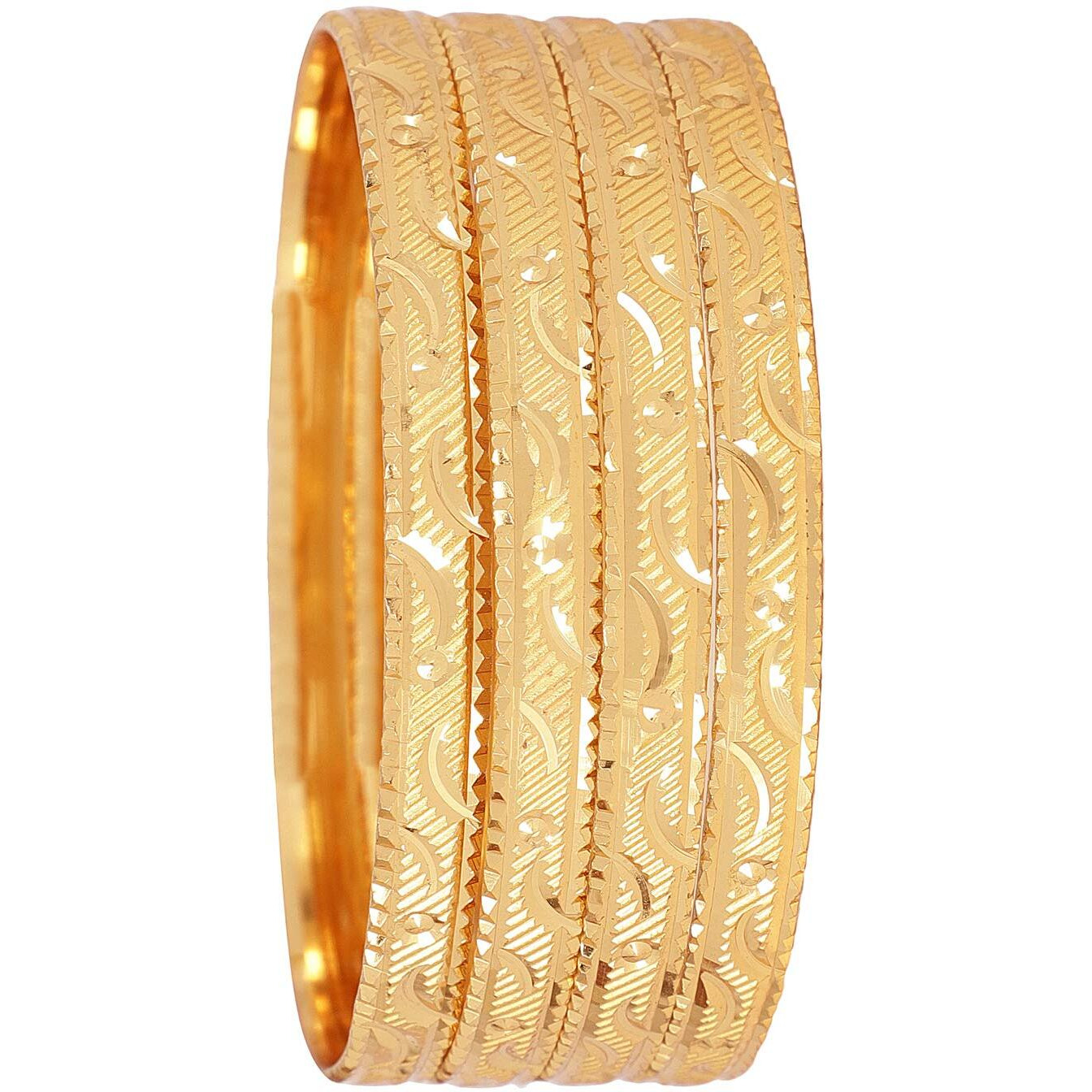 Shining Diva Fashion Set of 4 Latest Traditional Design One Gram Gold Plated Bracelet Bangle for Women and Girls (Design3) (11723b_2.6)