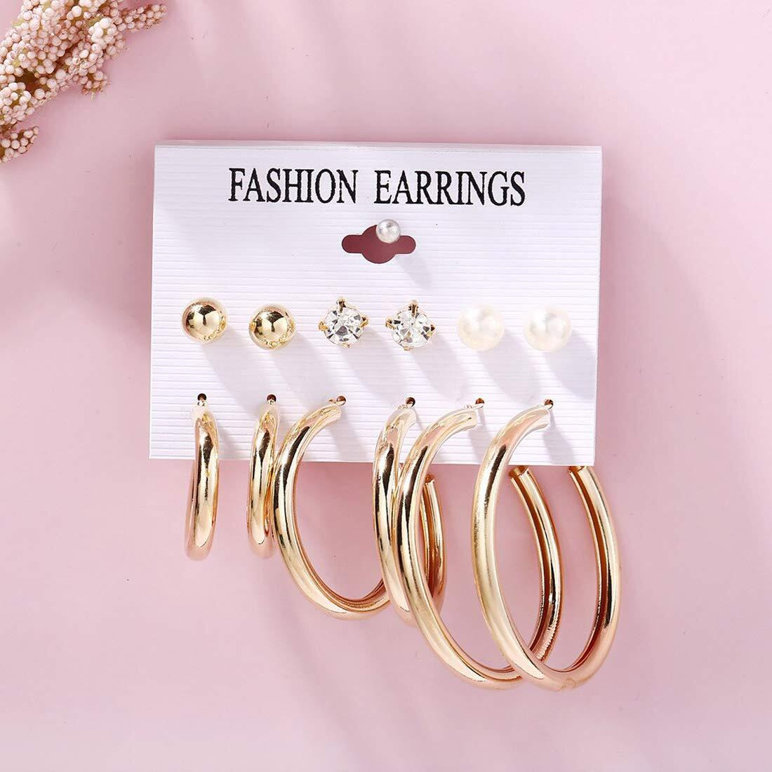 Jewels Galaxy Womens Fashion AAA AD Heart Round and Geometric Designs Stud Earrings Jewellery For Women & Girls (Design 14) (JG-PC-ERGI-180)