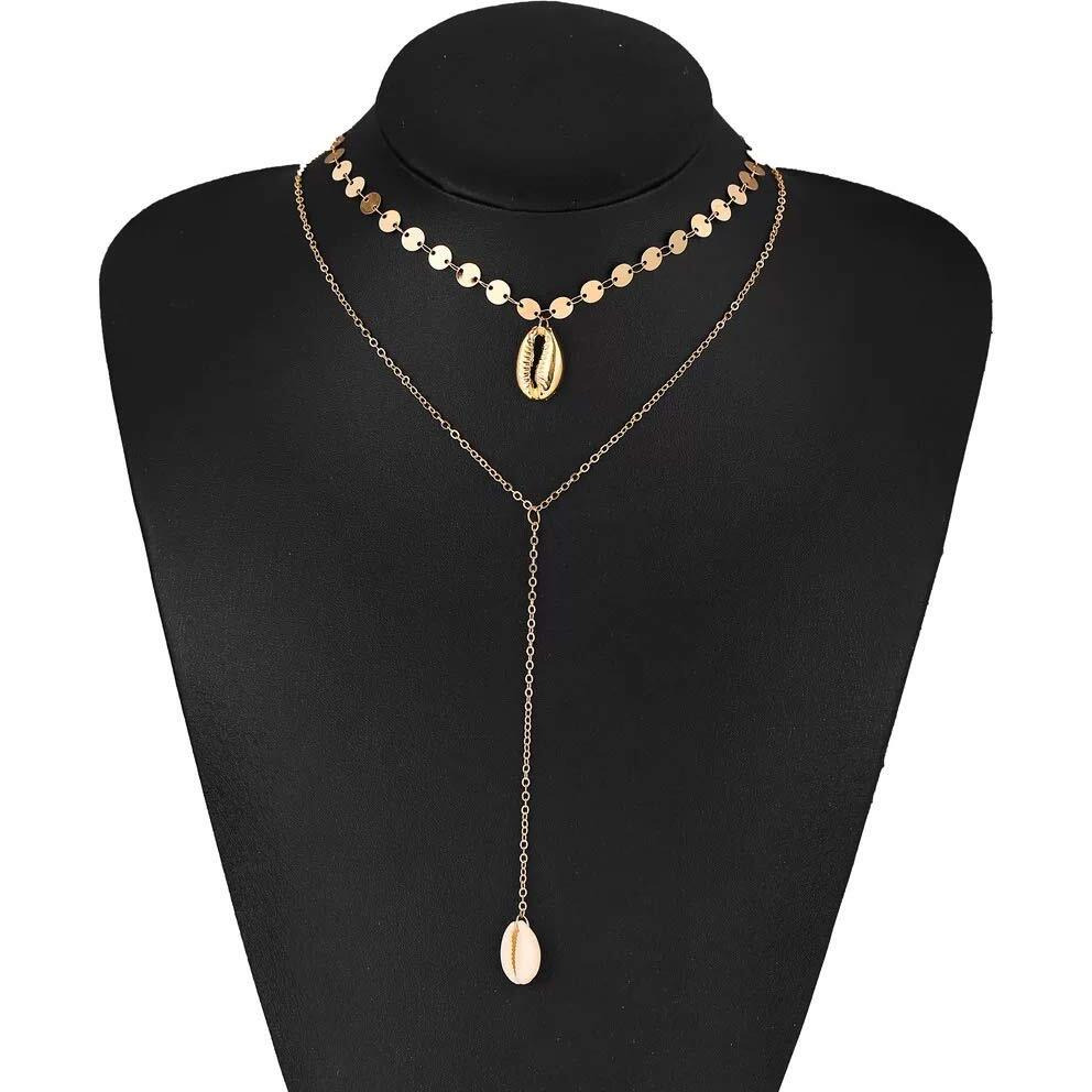 Shining Diva Fashion Womens/Girls Latest Multilayer Base Metal and Cubic Zirconia Western Neckpiece Neck Chain Necklace, (Golden, 12153np)