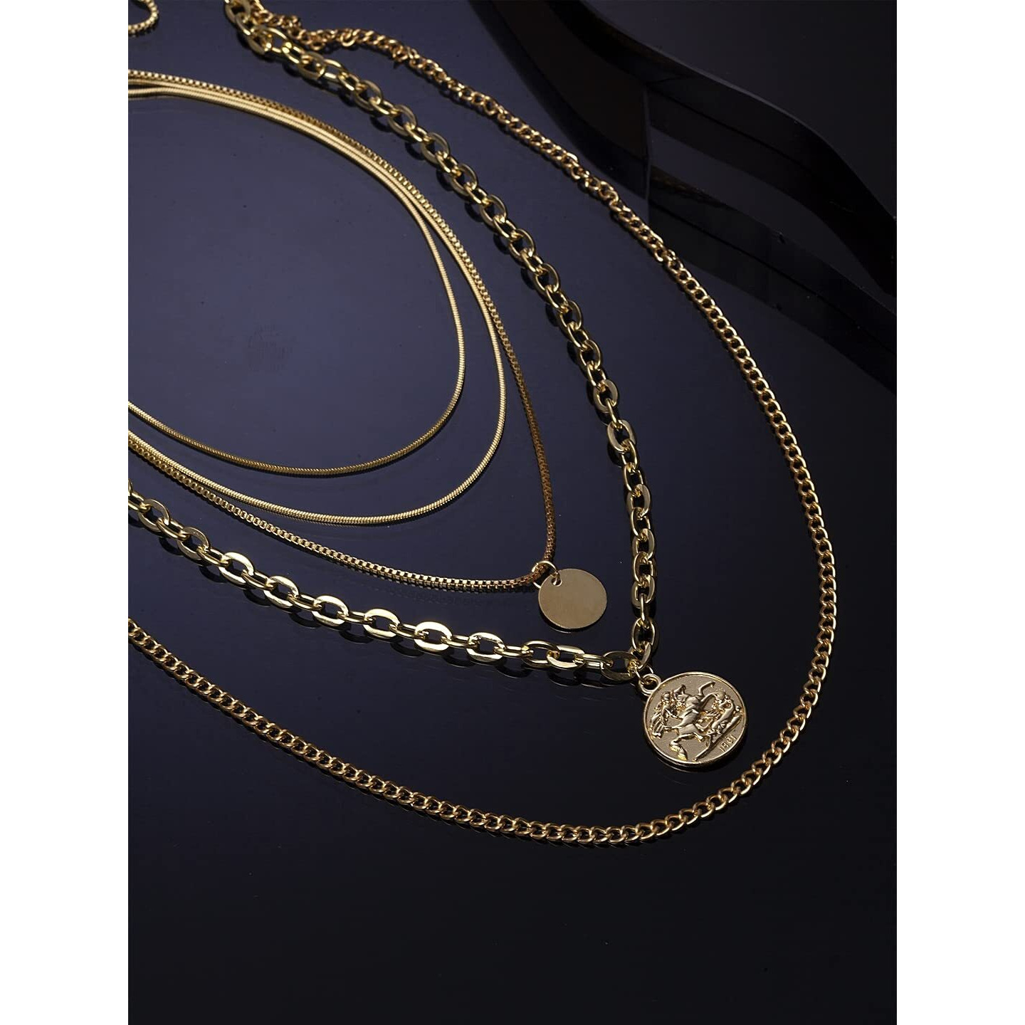 Shining Diva Fashion Latest Stylish Multilayer Metal Chain Pendant Necklace for Women (Gold11)