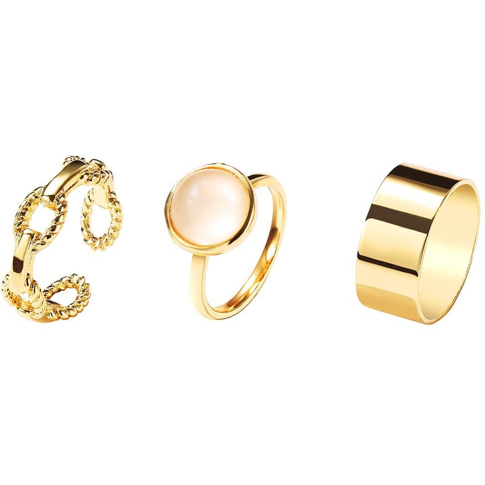 Shining Diva Fashion Latest Stylish Metal Boho Midi Finger Rings for Women and Girls - Set of 3 (13025r), Golden