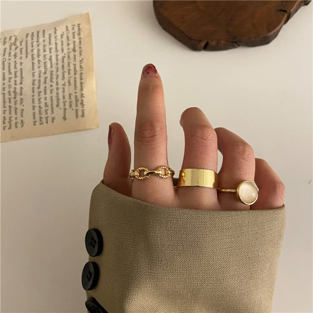 Shining Diva Fashion Latest Stylish Metal Boho Midi Finger Rings for Women and Girls - Set of 3 (13025r), Golden