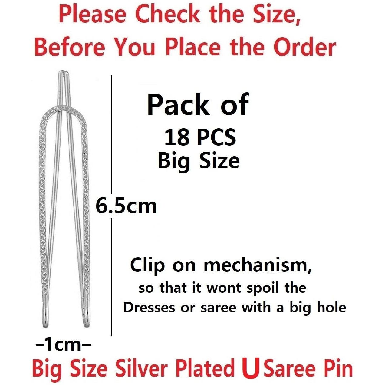 VAMA FASHIONS Silver Clip on Safety Sari Sadi Clip Brooch Waist Pleats Pallu Saree pins for women (silver safety pin for saree)