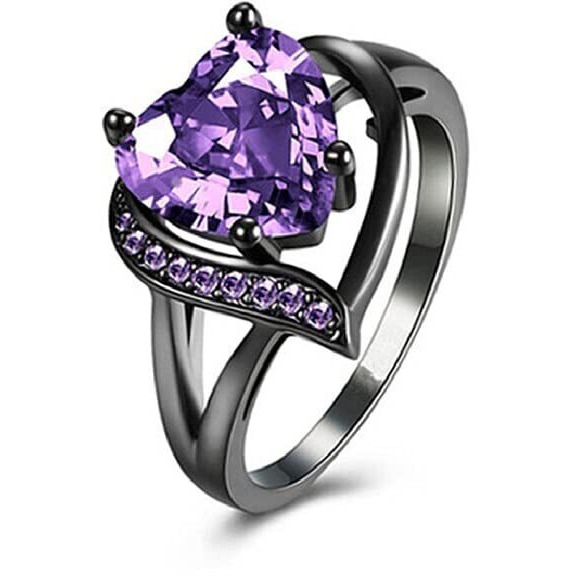 Fashion Frill Womens Ring Butterfly Design Silver Plated Adjustable Finger Ring For Women Girls Valentine Ring Red Crystal Rings Jewellery for Women Anniversary Gift for Wife (Purple, Adjustable)