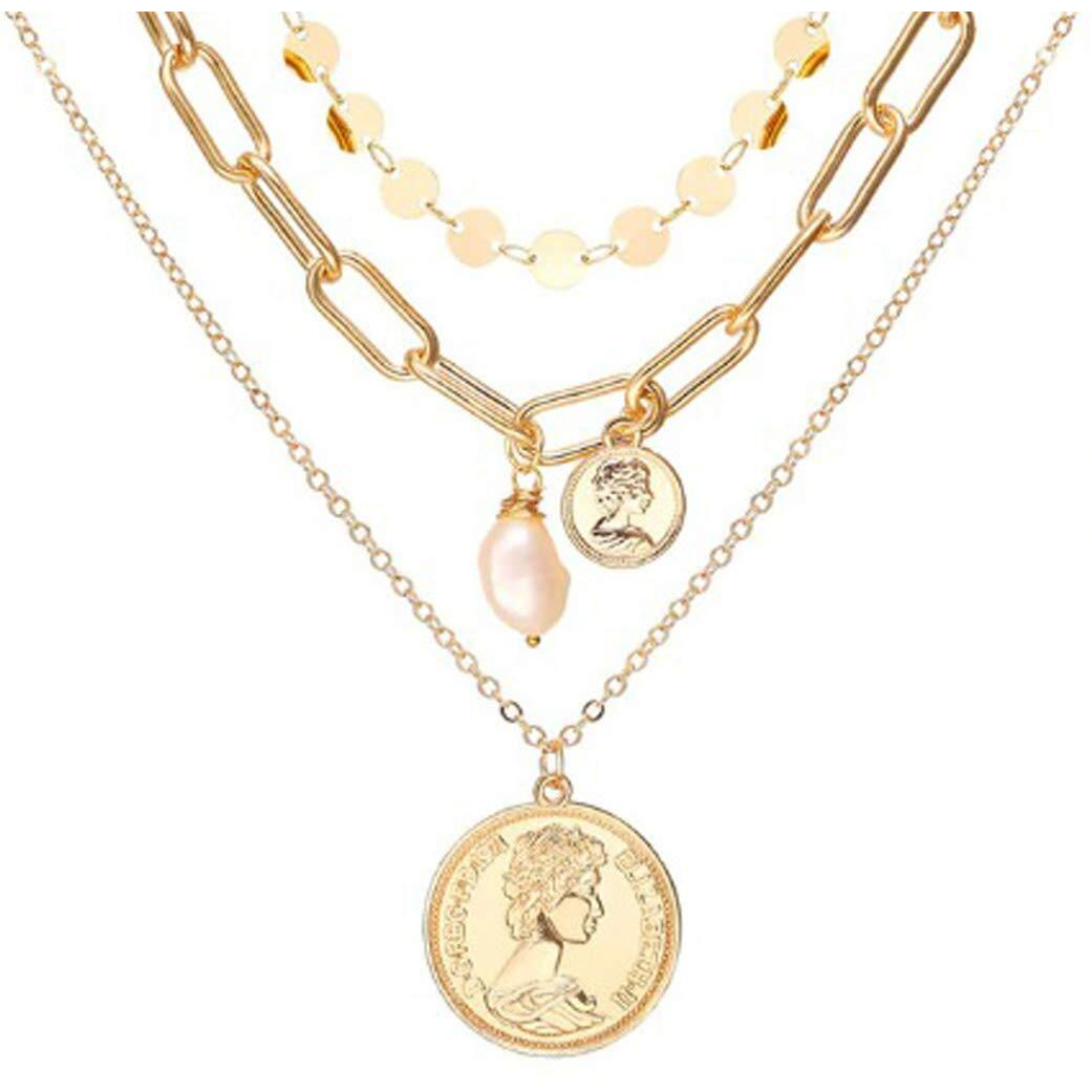 Jewels Galaxy Multi Layered Gold Plated Stunning Necklace for Women/Girls (Style 10) (CT-NCKK-44163)