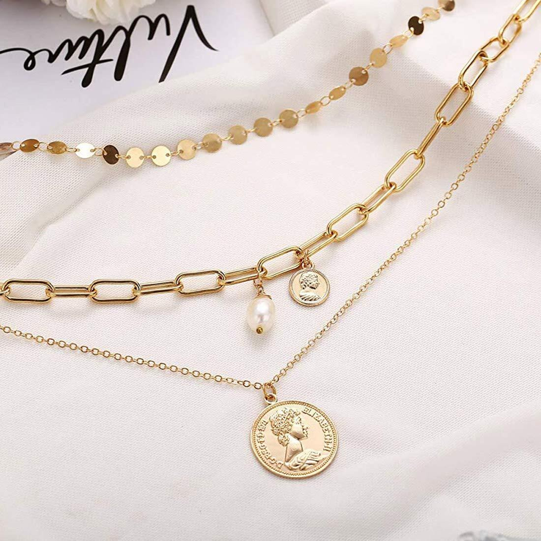 Jewels Galaxy Multi Layered Gold Plated Stunning Necklace for Women/Girls (Style 10) (CT-NCKK-44163)