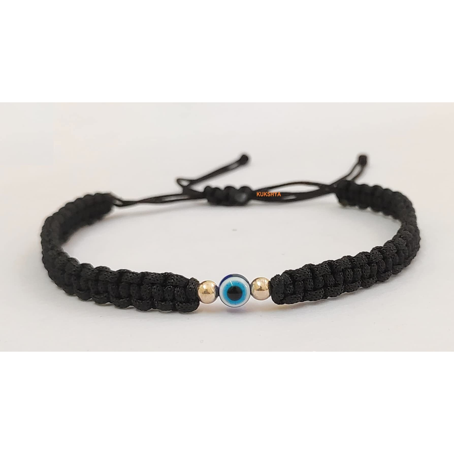 KUKSHYA JEWELLERS Exclusive 925 Sterling Silver 2 Ball + Evil Eye Charm Thread(Dhaga) Nazariya Anklet Adjustable|Nazar Battu| For Women & Girls 1 Piece (TP 088) (Black)