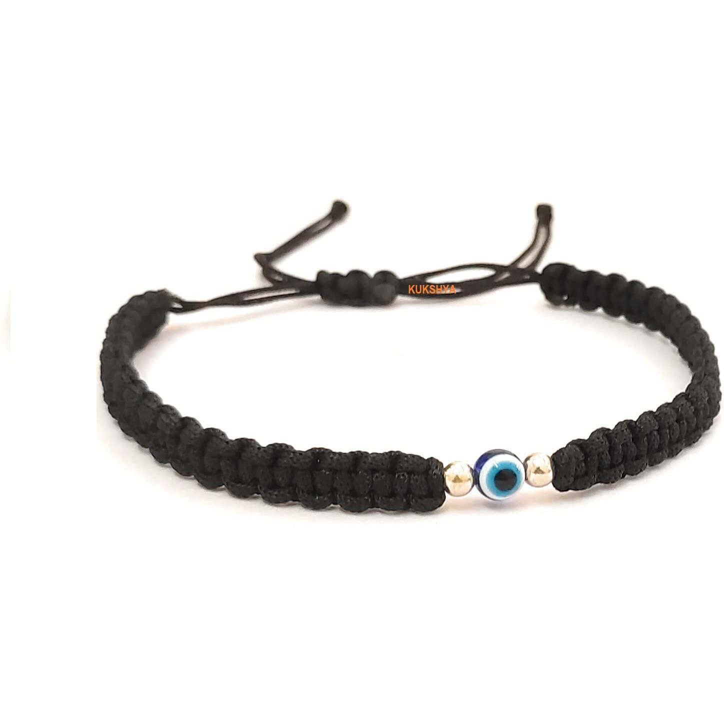 KUKSHYA JEWELLERS Exclusive 925 Sterling Silver 2 Ball + Evil Eye Charm Thread(Dhaga) Nazariya Anklet Adjustable|Nazar Battu| For Women & Girls 1 Piece (TP 088) (Black)