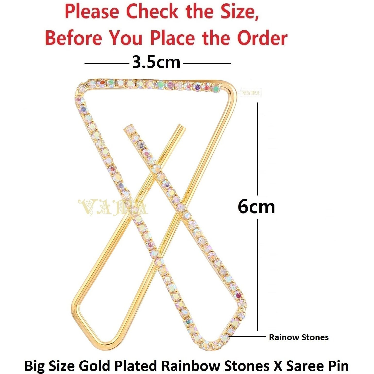 VAMA FASHIONS Stone X Safety Sari Brooch Draping Holding Heavy Sarees Pleats dresses Hijab Dupatta Scrafs saree pins for women (saree pins for women)