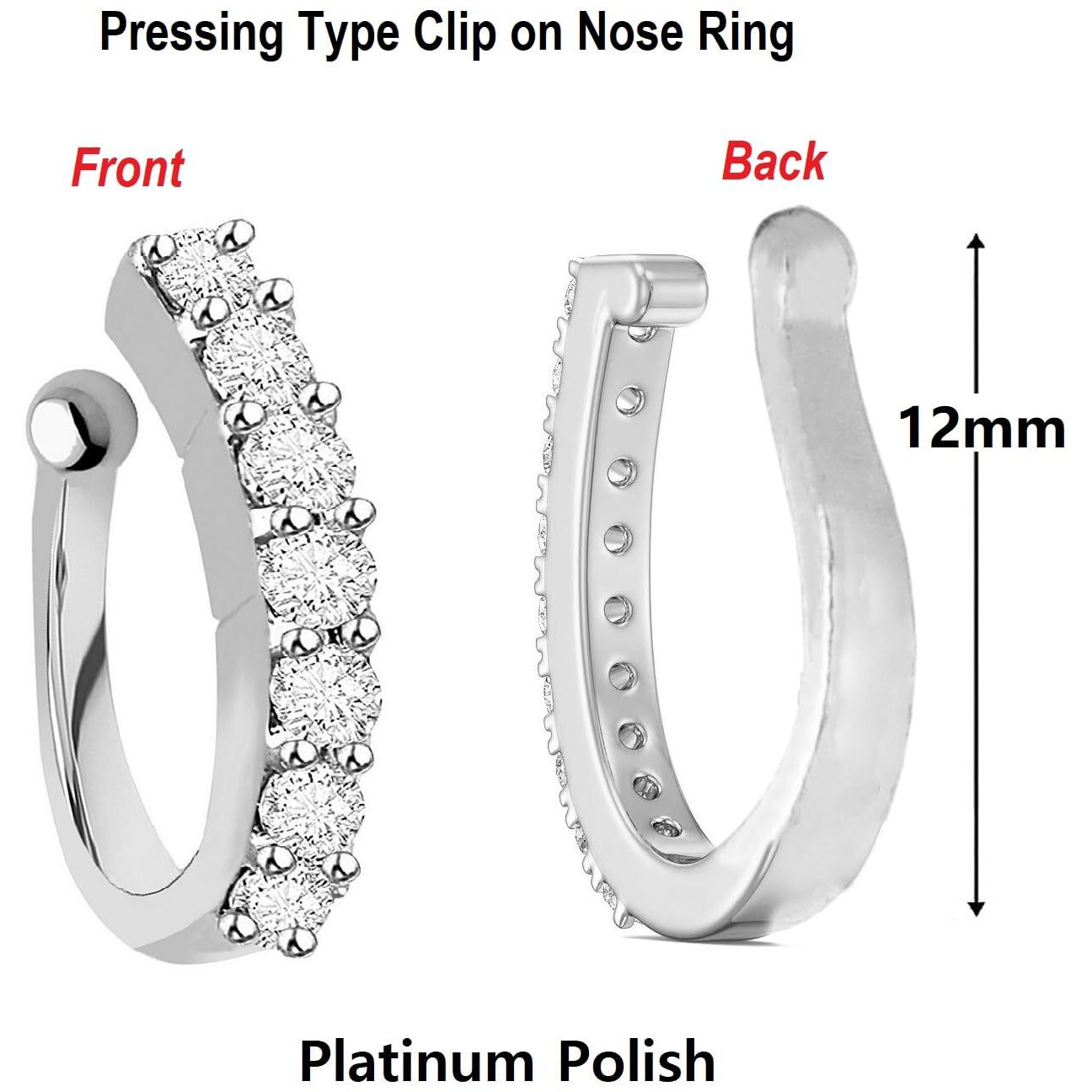 VAMA FASHIONS Without Piercing Clip on Nose pin without Hole Pressing Type Press Nose ring Stud for Women (silver nose pin without piercing)