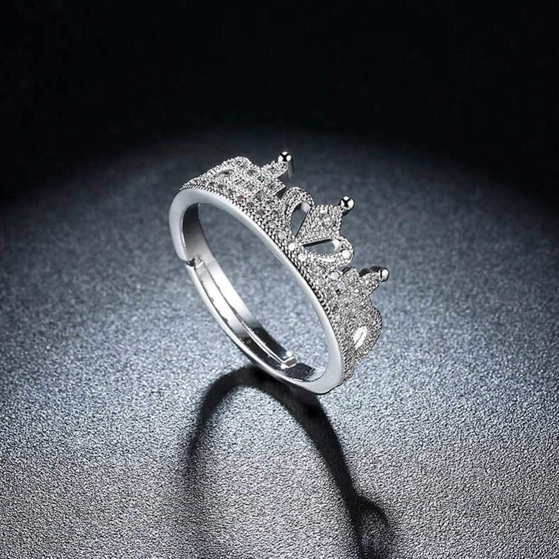 Jewels Galaxy Amazing Zircon Crown Silver Plated Wonderful Adjustable Ring for Women/Girls (SMNJG-RNGG-5183)