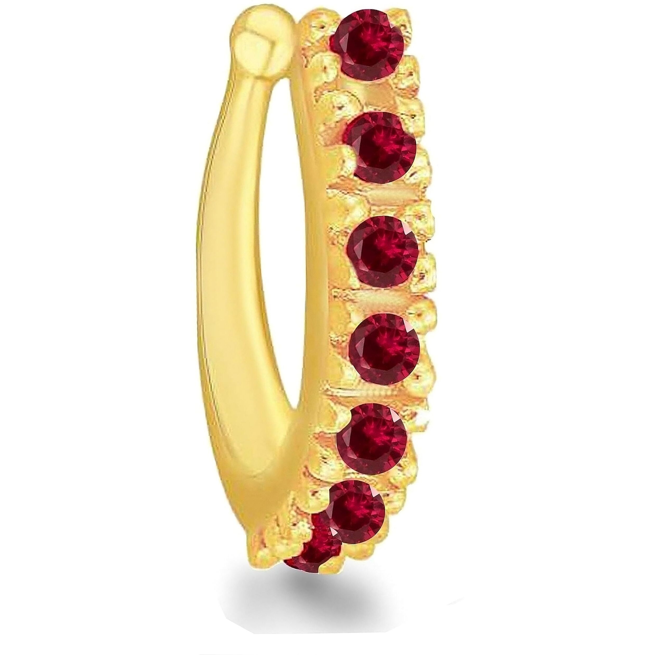 VAMA FASHIONS Without Piercing Clip on Nose pin without Hole Pressing Type Press Nose ring Stud for Women (Ruby Nose Ring Gold)