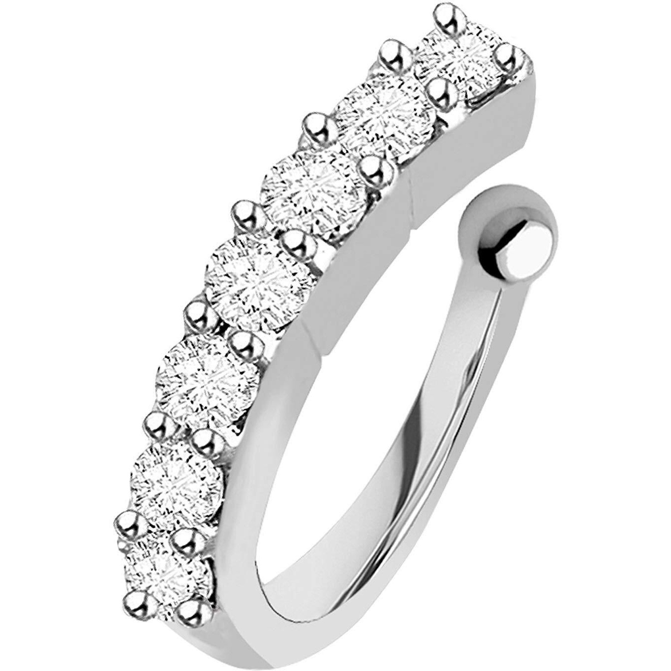 VAMA FASHIONS Without Piercing Clip on Silver Nose pin without Hole Pressing Type Press Nose ring for Women (Pressing Silver nose ring)