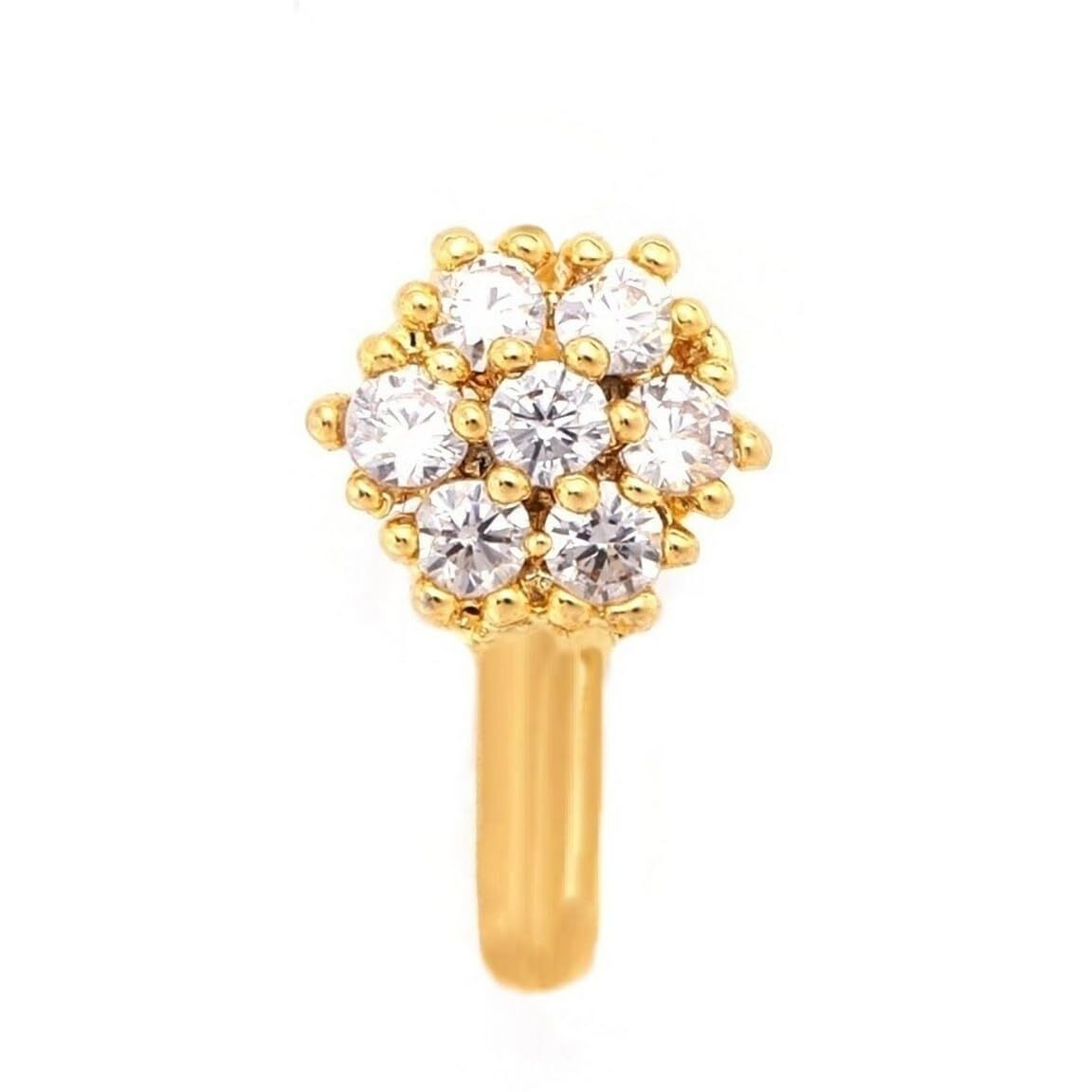 VAMA FASHIONS Clip on Golden Nose pin without Hole Non Piercing Pressing Type Nose ring Stud for Women & Girls (Pressing Gold nose ring)