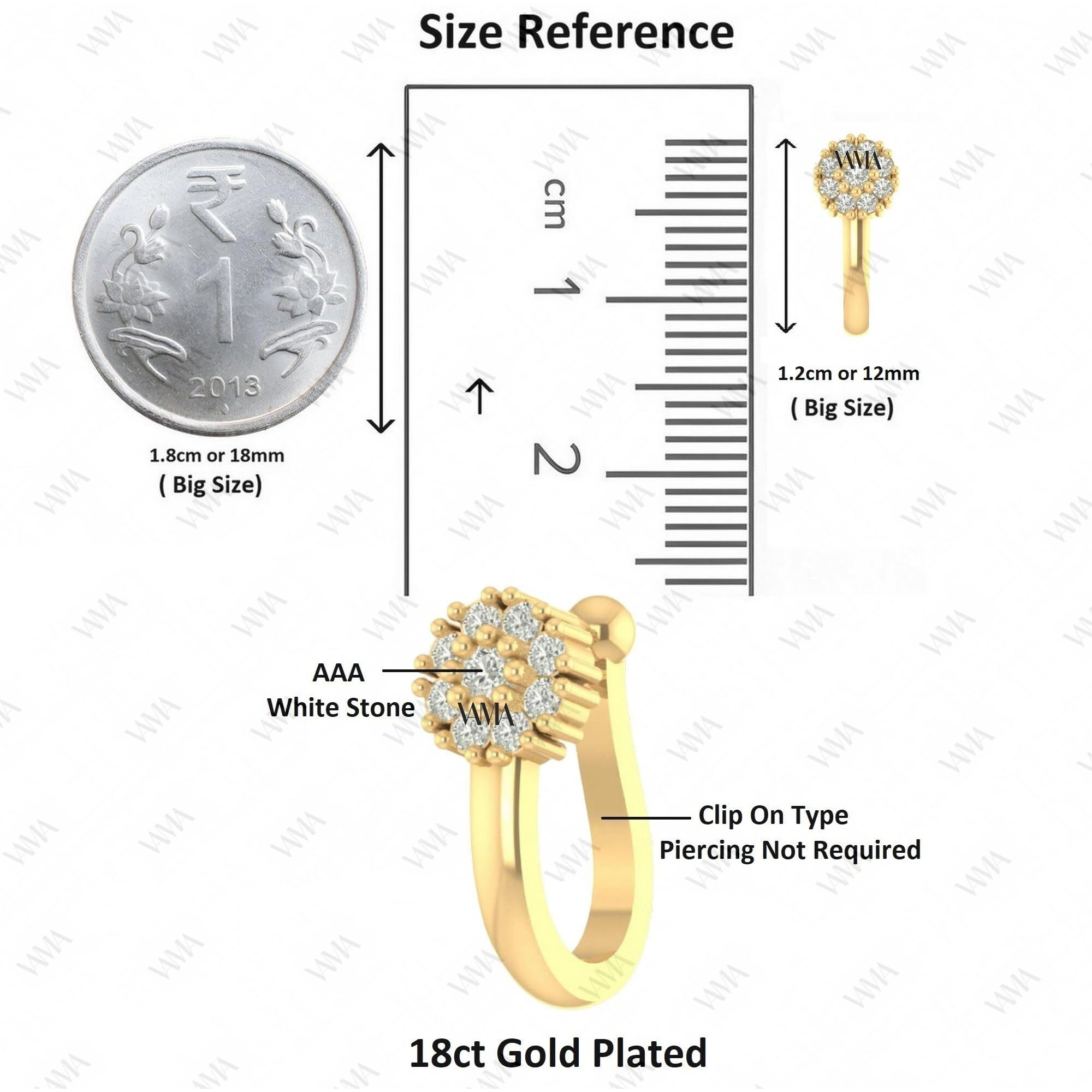 VAMA FASHIONS Clip on Golden Nose pin without Hole Non Piercing Pressing Type Nose ring Stud for Women & Girls (Pressing Gold nose ring)