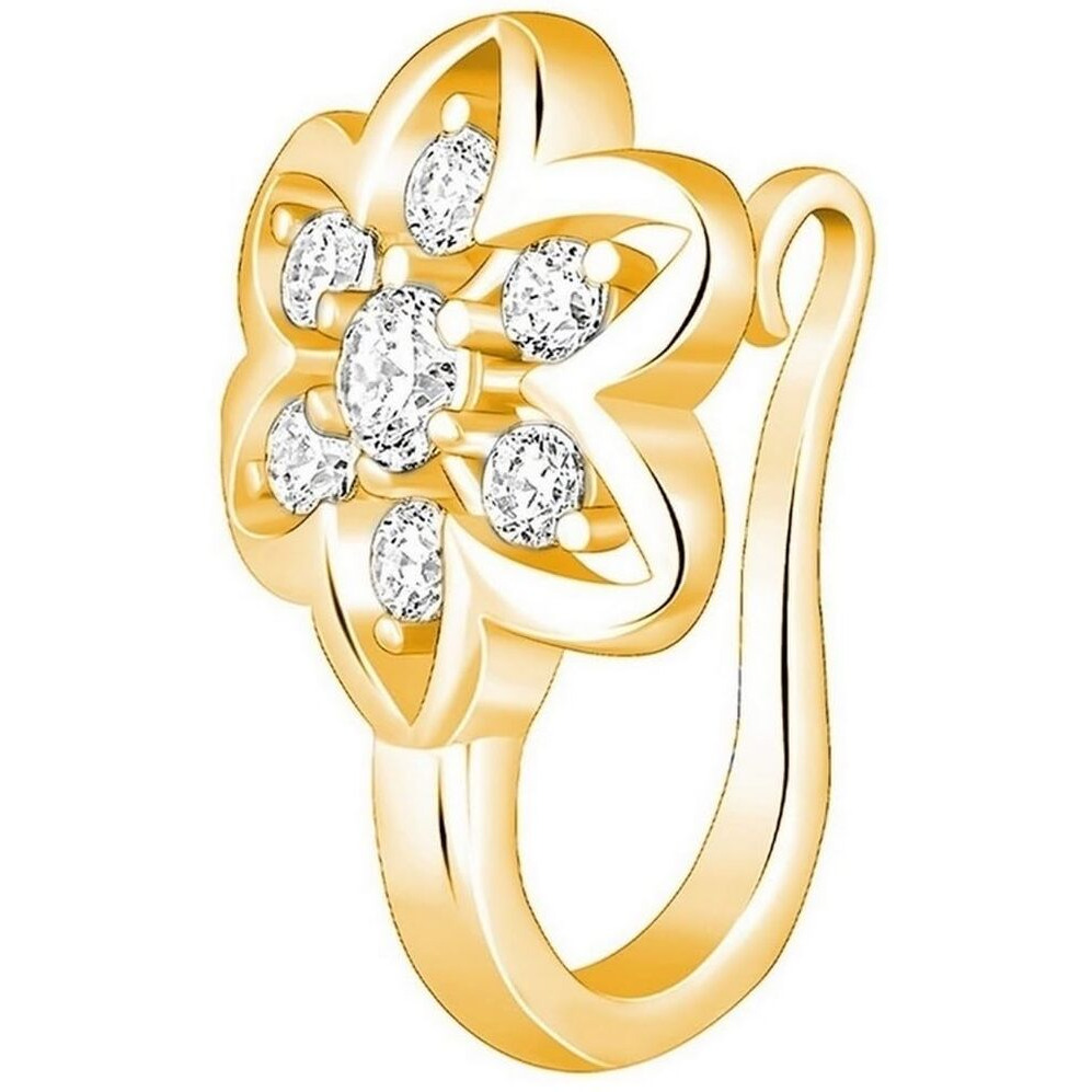 VAMA FASHIONS Clip on Golden Nose pin without Hole Non Piercing Pressing Type Nose ring Stud for Women & Girls (white Nose pin)