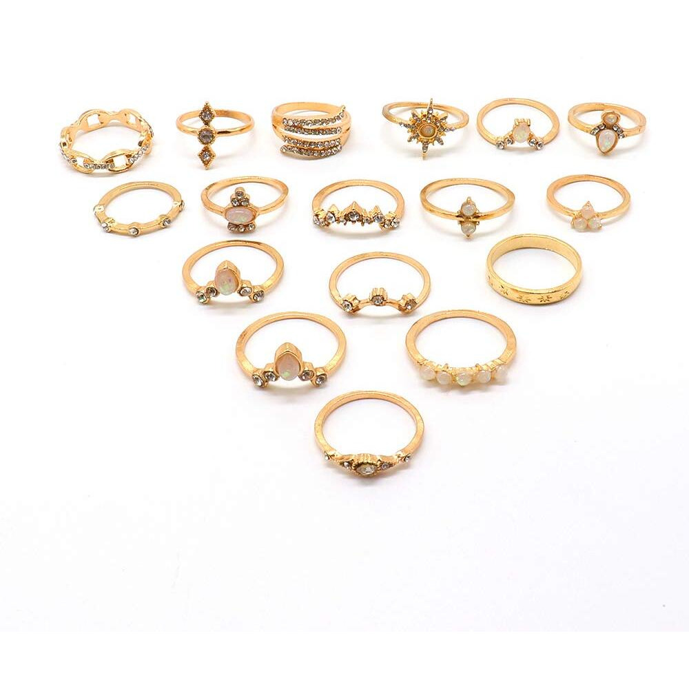Jewels Galaxy Exclusive AD Studded Floral Gold Plated Plushy Rings Jewellery For Women & Girls (Mixed Sizes) (JG-PC-RNGS-905)