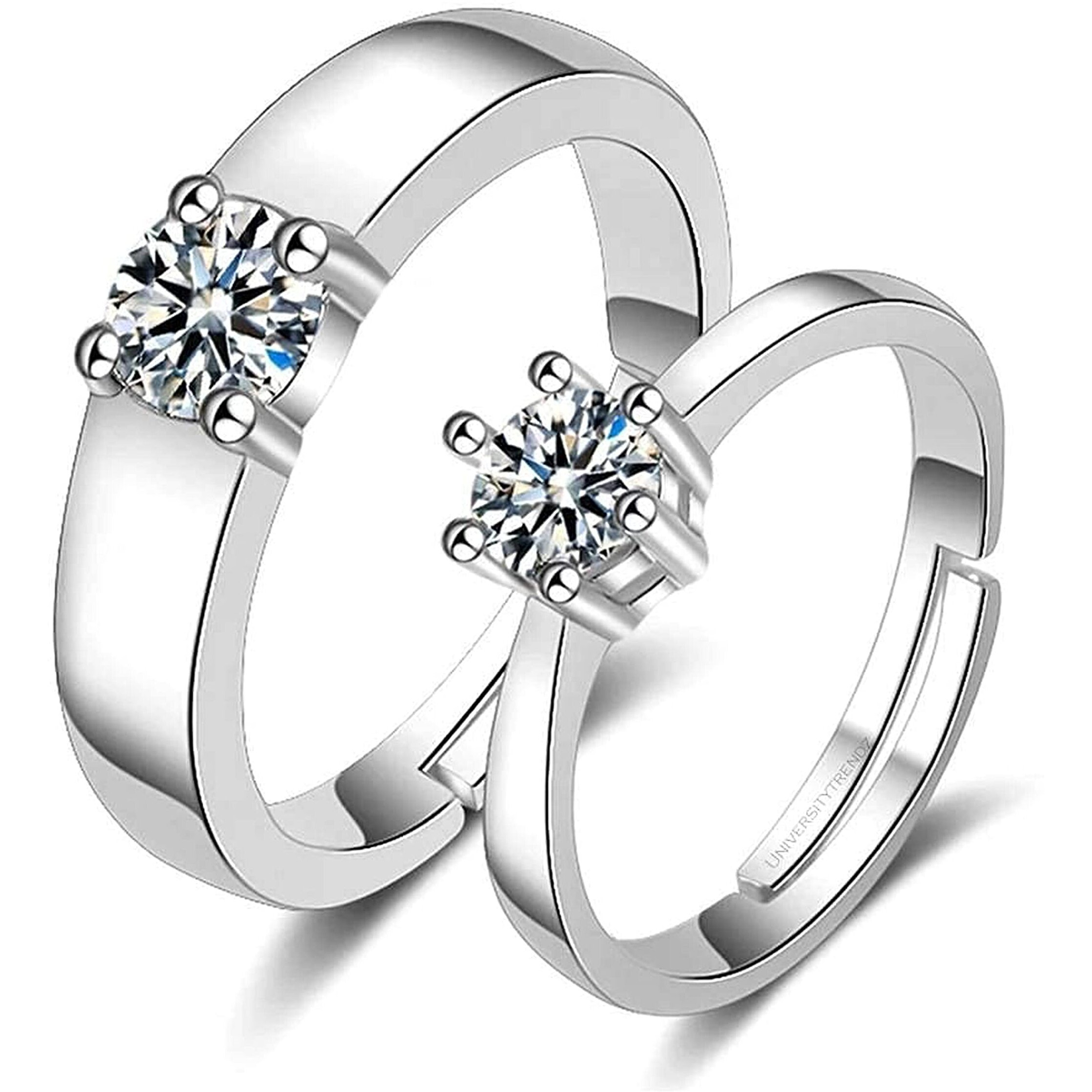Fashion Frill Delicate Rings For Women Crystal Silver Plated Heart Design Adjustable Silver Ring Finger Couple Ring For Women Girls Men Boys Rings(Casual)