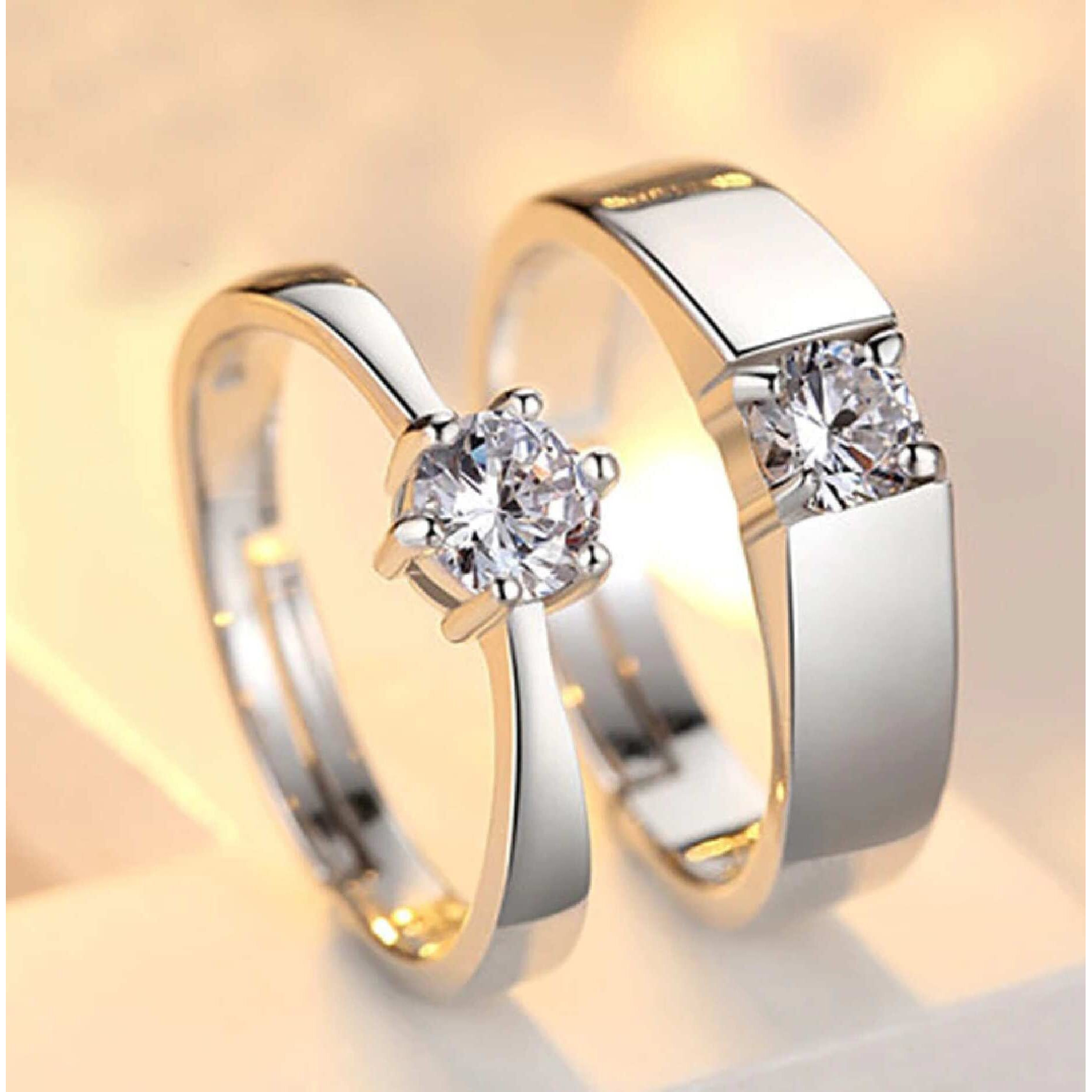 Fashion Frill Delicate Rings For Women Crystal Silver Plated Heart Design Adjustable Silver Ring Finger Couple Ring For Women Girls Men Boys Rings(Casual)