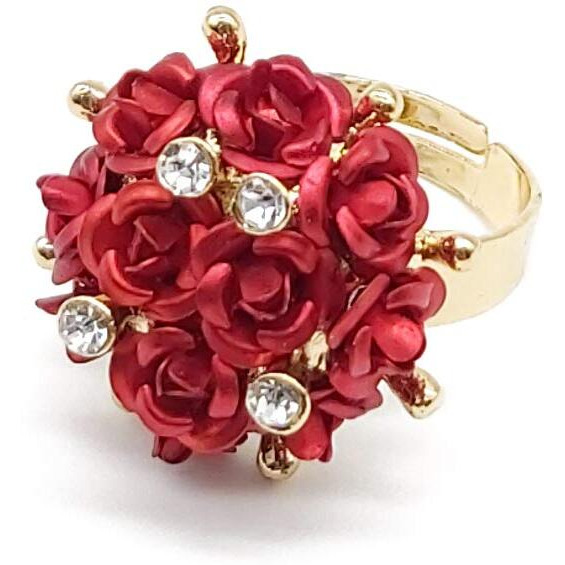 YouBella Valentine gifts for Girlfriend/wife Jewellery Stylish Love Rose ring for Women/Girls (Red)