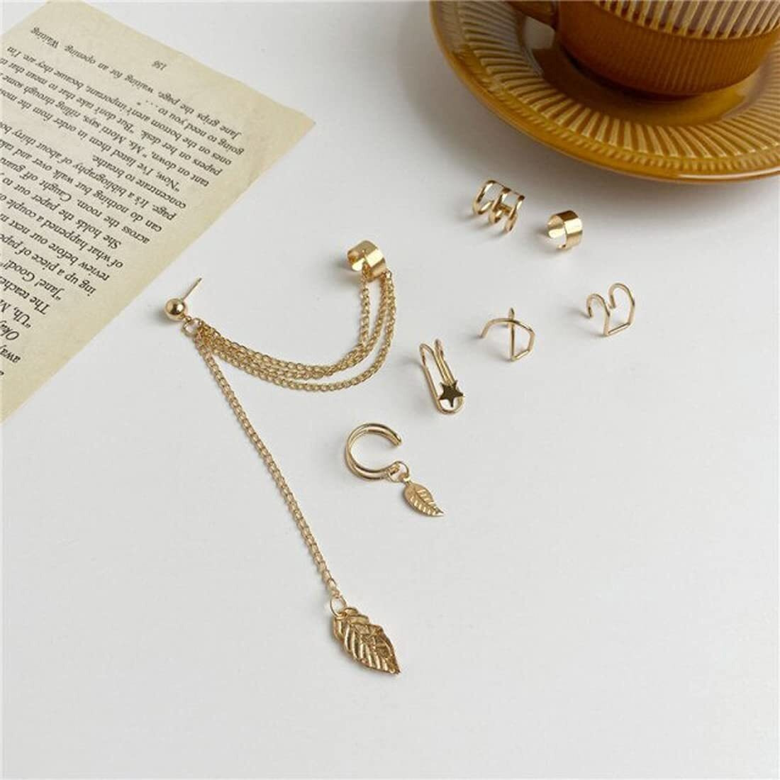 Jewels Galaxy Jewellery For Women Gold Plated Earcuffs Combo (JG-PC-ERGQ-8661)