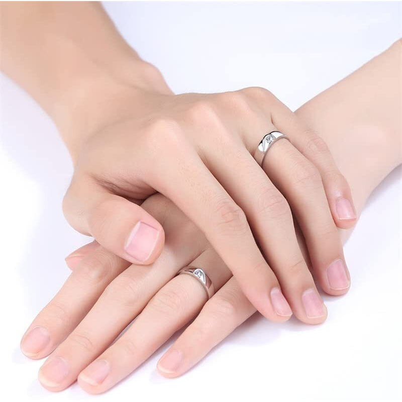 Fashion Frill Delicate Rings For Women Crystal Silver Plated Heart Design Adjustable Silver Ring Finger Couple Ring For Women Girls Men Boys Rings Wife Girlfriend Valentine (Contemporary)