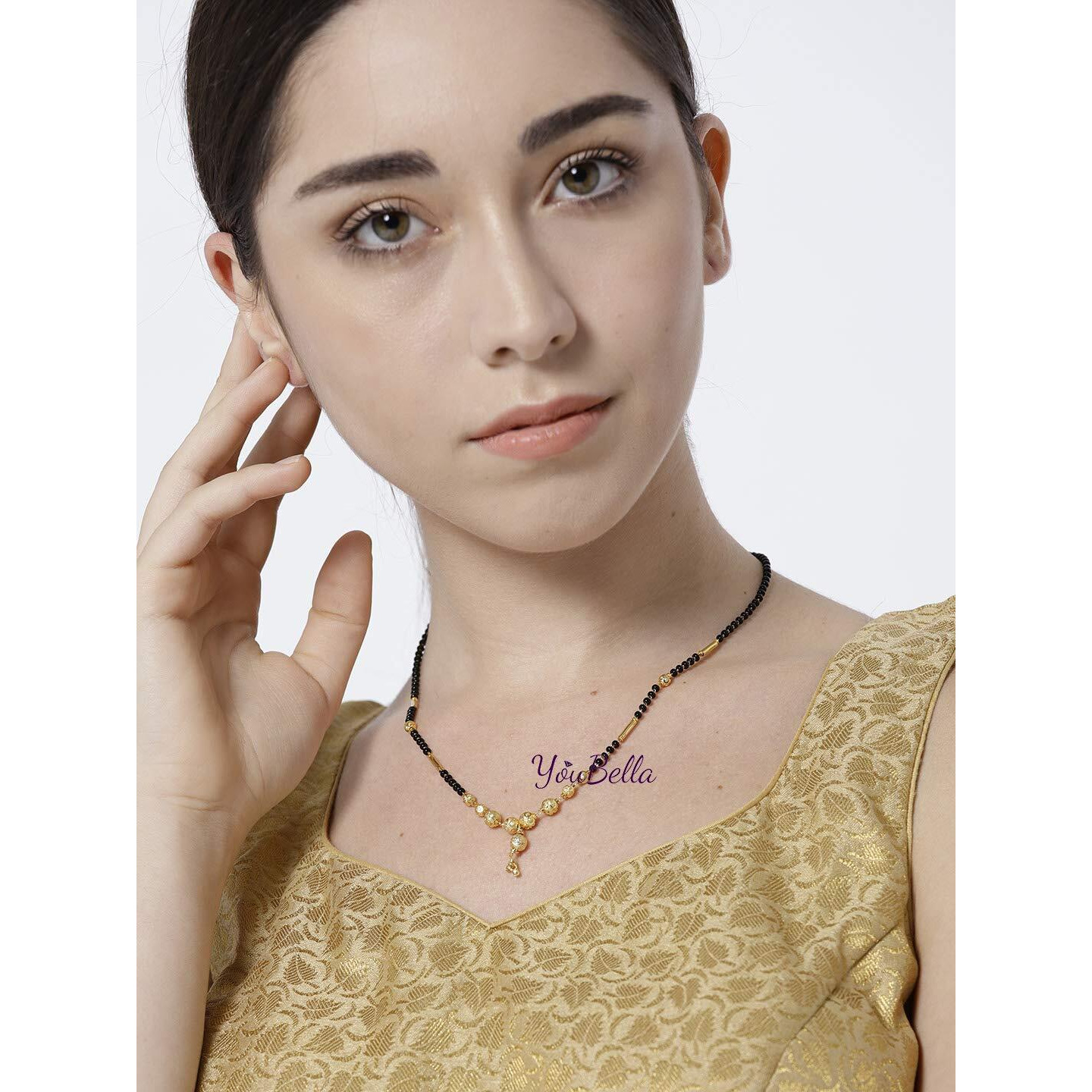YouBella Gold Plated Jewellery Mangalsutra Pendant Necklace with Chain For Girls And Women (Style 1)