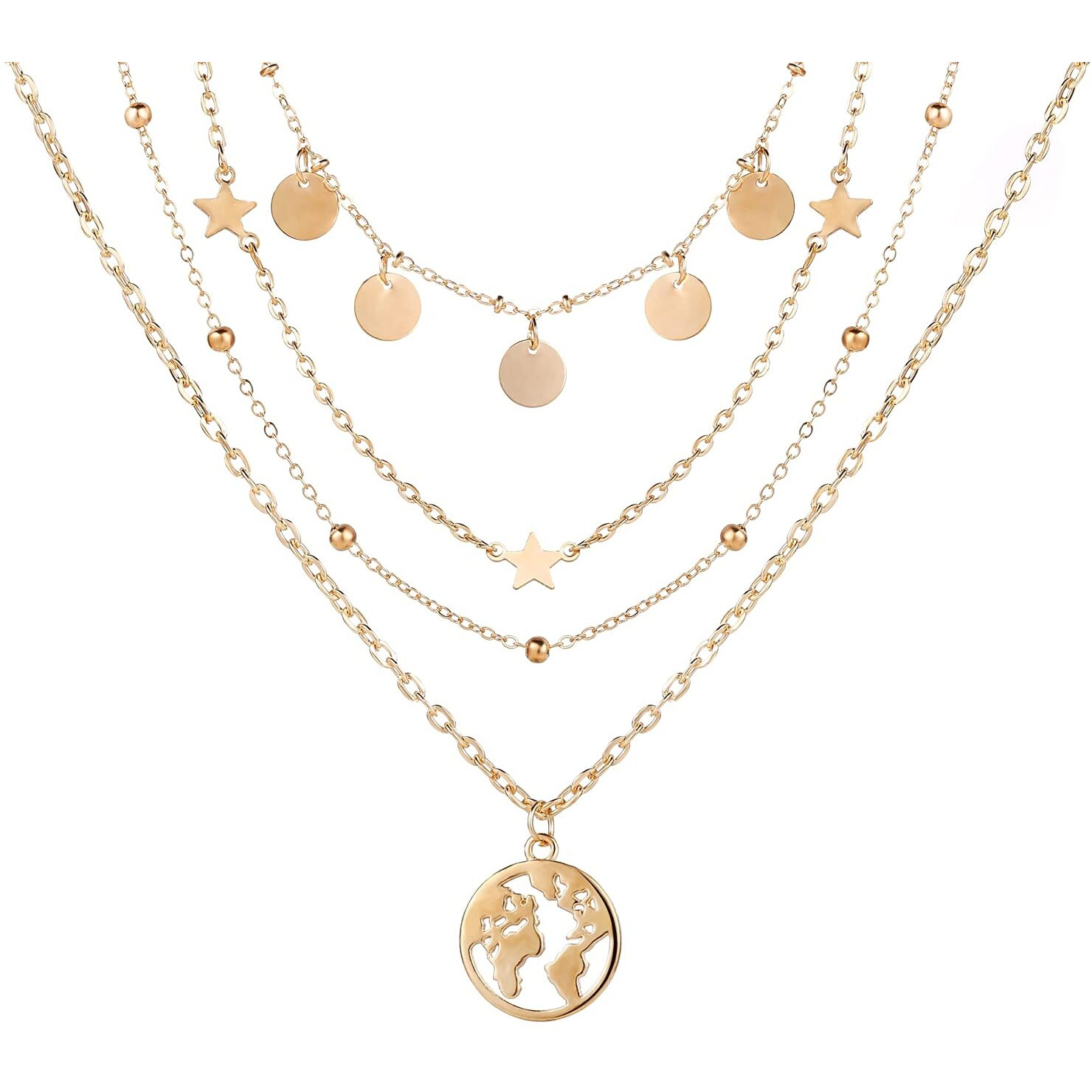Shining Diva Fashion Latest Stylish Multilayer Metal Chain Pendant Necklace for Women (A12178np), Gold12, 1