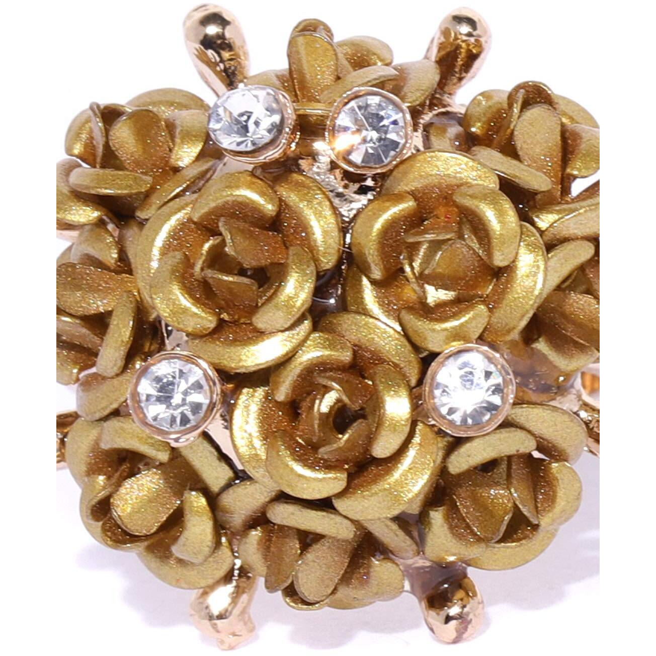 YouBella Valentine gifts for Girlfriend/wife Jewellery Stylish Love Rose ring for Women/Girls (Gold)