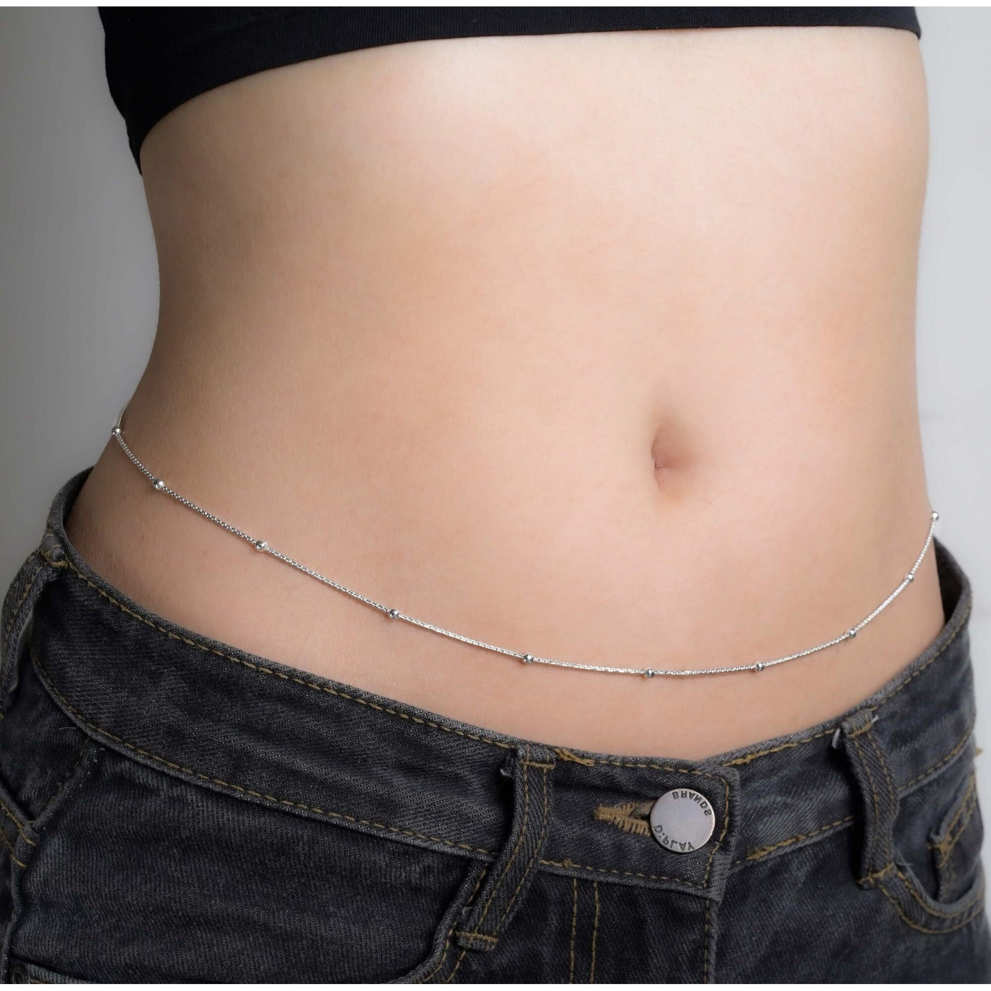 THANUS CRAFT White Silver kamar band Body Belly hip Stomach Chain kardhani waist Saree Belt for women