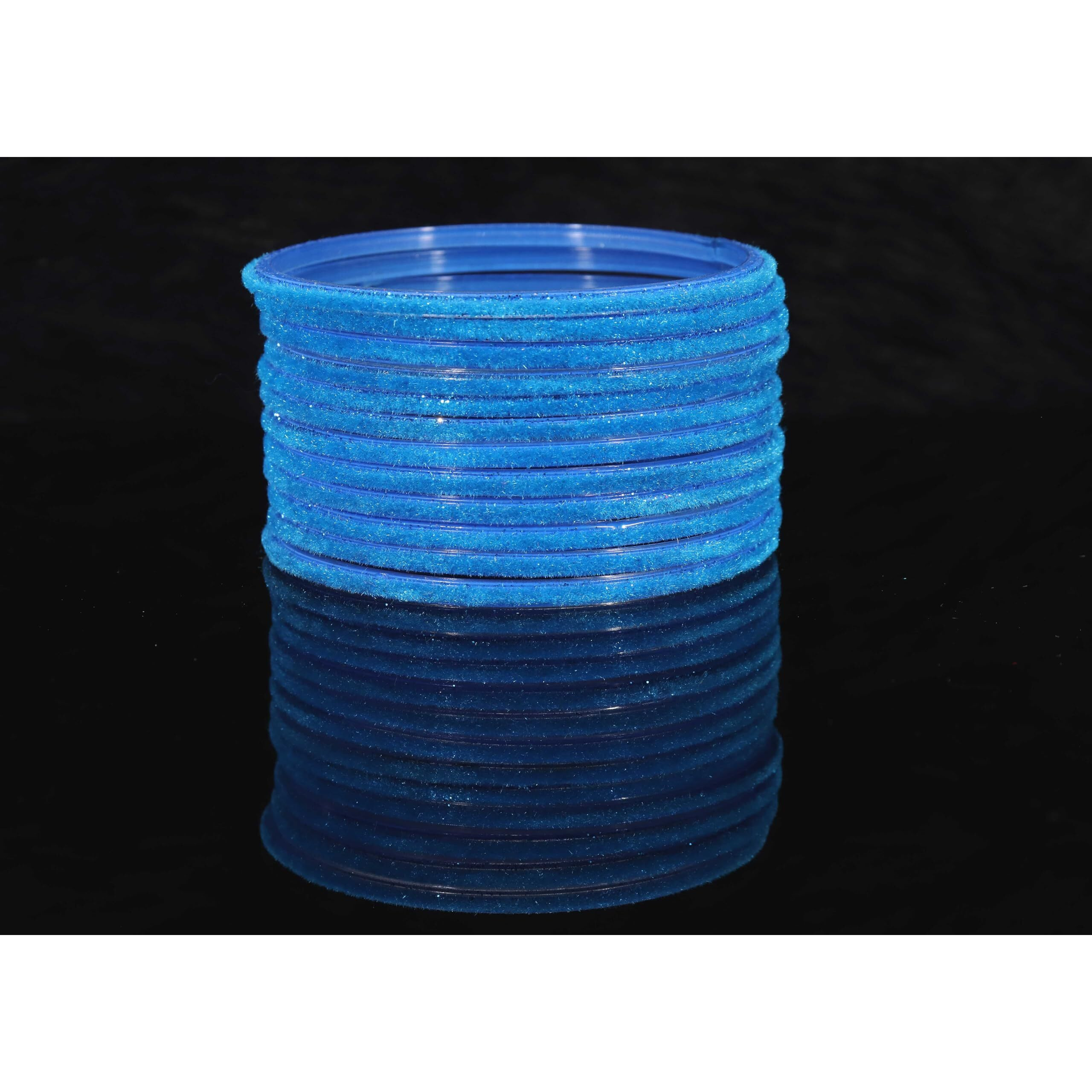 NMII Glass Velvet Bangles Set For Women and Girls | Plain Glass Bangles | Velvet Chudi | Simple Bangles For Women | Kaanch ki Chudi | Stylish Glass bangles- Set of 24, (Glass Velvet-SkyBlue-2.4)