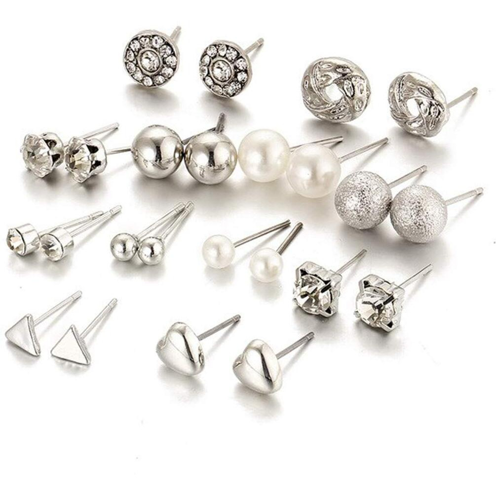 Jewels Galaxy Best Valentine Gifts Copper Stud Earrings for Women (Silver) (JG-PC-ERGG-150)
