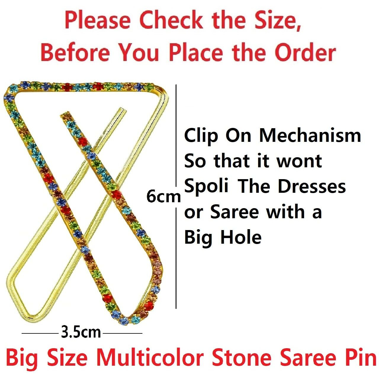 VAMA Fashions Colourful Traditional Saree Pin/Hijab Pin/Sari Pin/Broch/Brooch for Women/Girls. (Velvet with Checks)