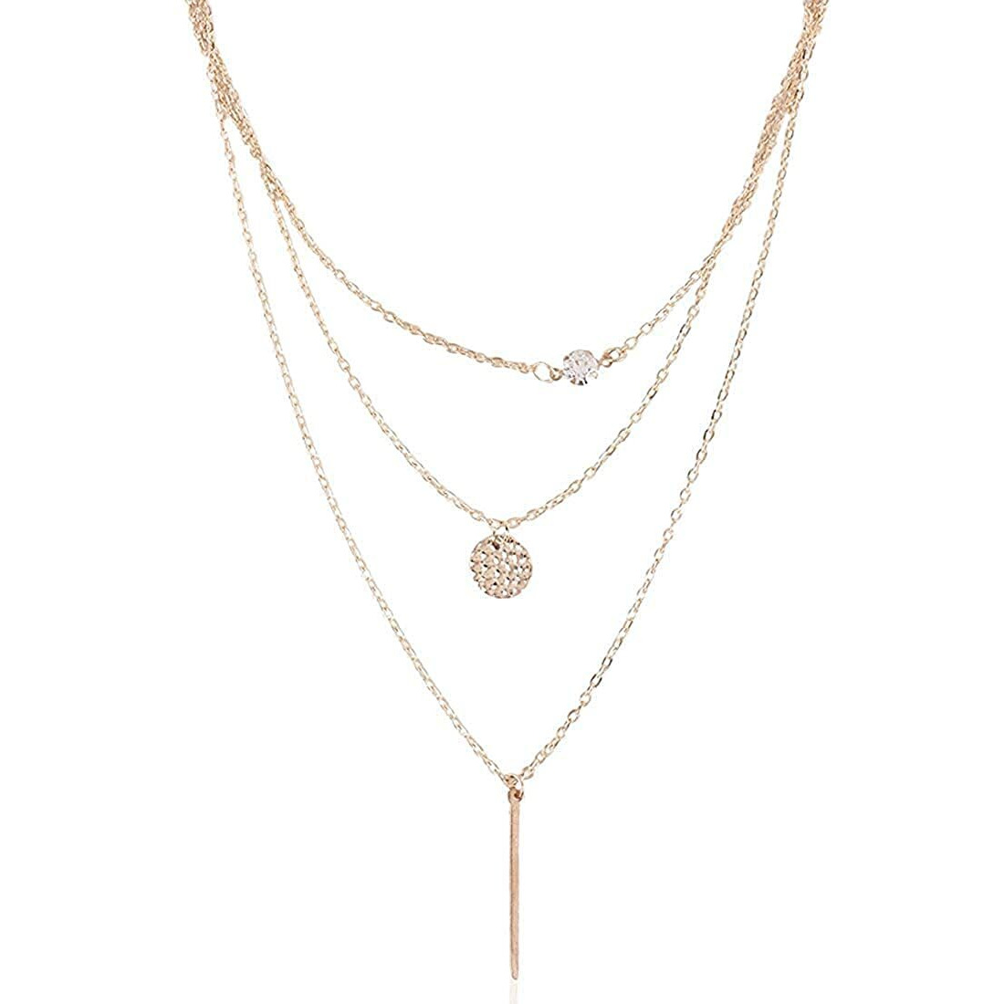 Shining Diva Fashion Latest Stylish Multilayer Metal Chain Pendant Necklace for Women (A6895np), Gold57