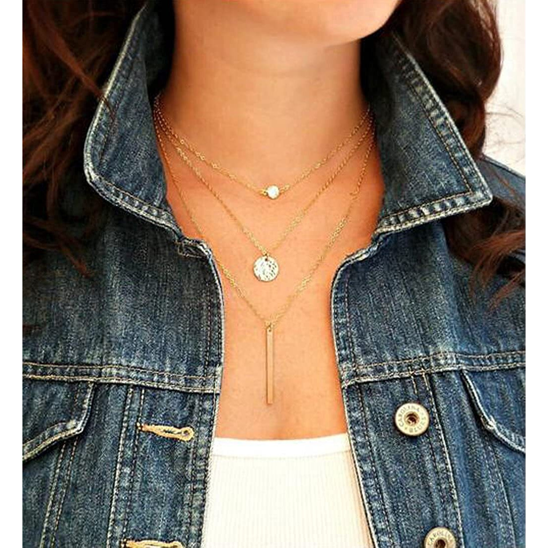 Shining Diva Fashion Latest Stylish Multilayer Metal Chain Pendant Necklace for Women (A6895np), Gold57