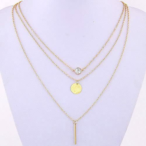 Shining Diva Fashion Latest Stylish Multilayer Metal Chain Pendant Necklace for Women (A6895np), Gold57