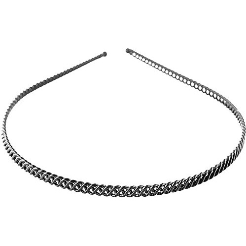 BIRDWARE Simplified Metal Chain Black Metal Hair Band for Unisex, 15x14 cm - Black