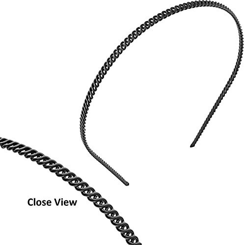 BIRDWARE Simplified Metal Chain Black Metal Hair Band for Unisex, 15x14 cm - Black