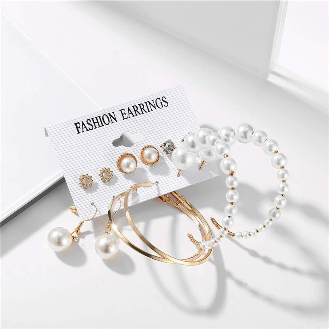 Jewels Galaxy Stylish Pearl & AD Multi Designs Stunning 6 Pair of Earrings For Women/Girls (JG-PC-ERGS-8649)
