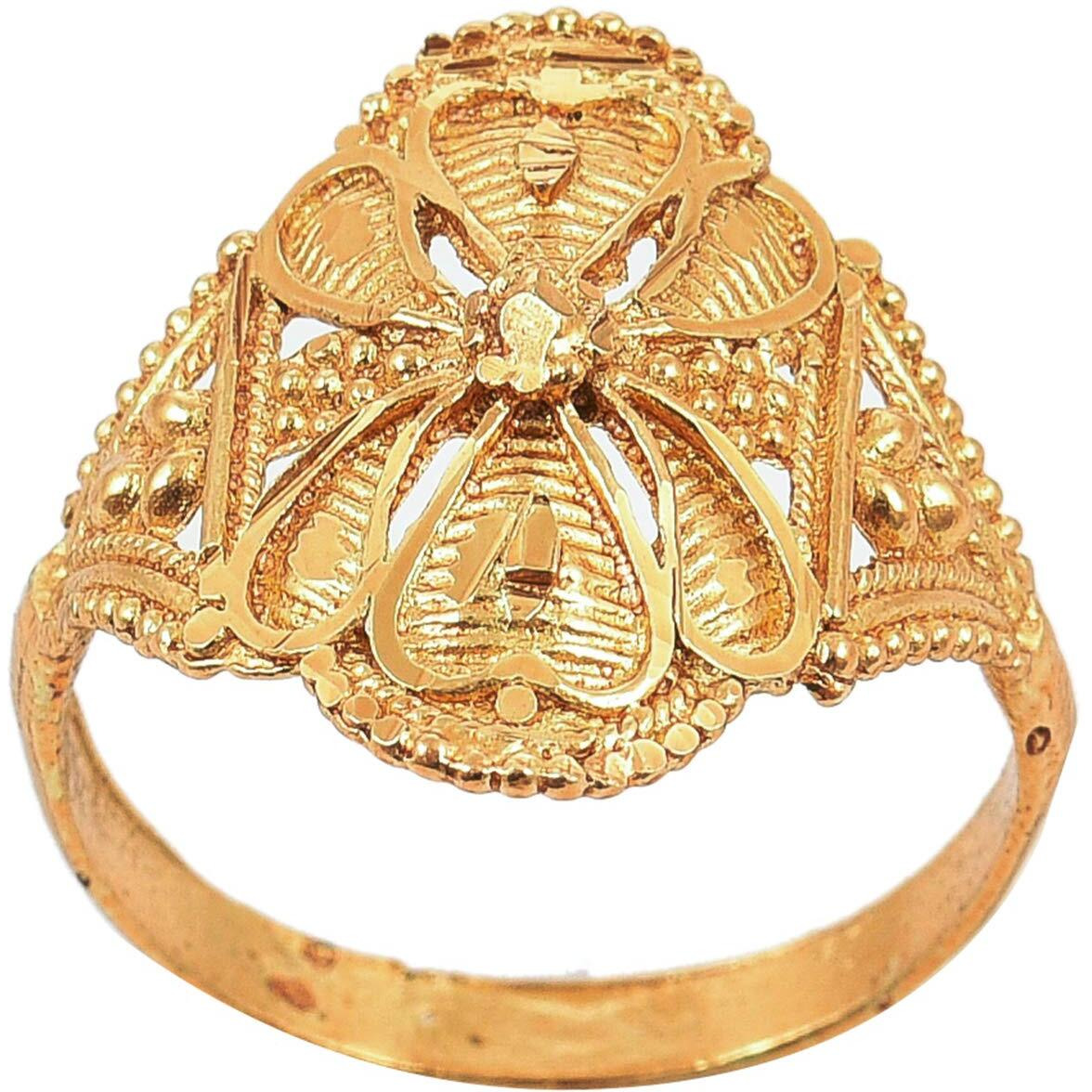 Handicraft Kottage Ethnic 18k Gold Plated Brass Oxidized Ring for Women, Girls and ladies (Gold) (Buty)