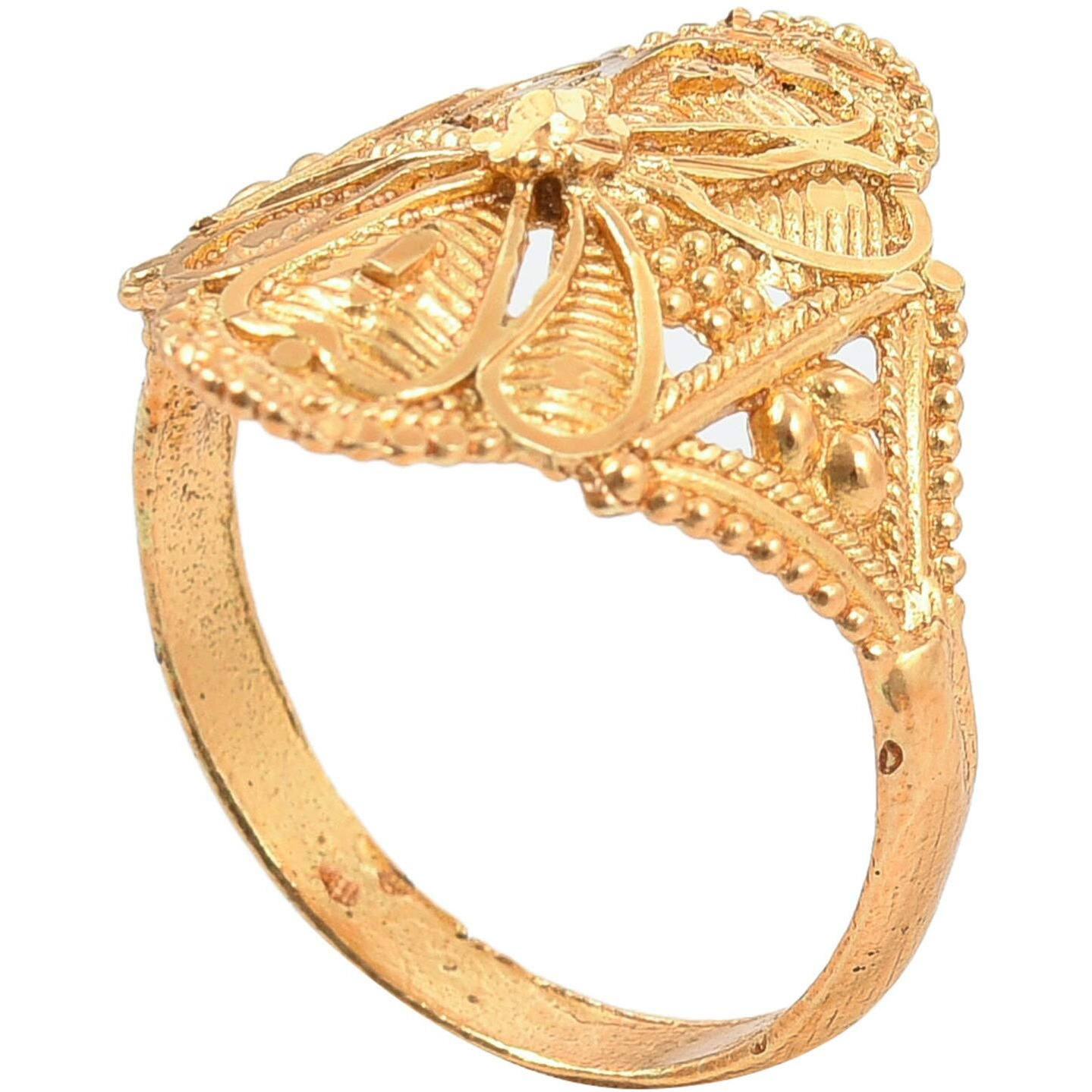 Handicraft Kottage Ethnic 18k Gold Plated Brass Oxidized Ring for Women, Girls and ladies (Gold) (Buty)
