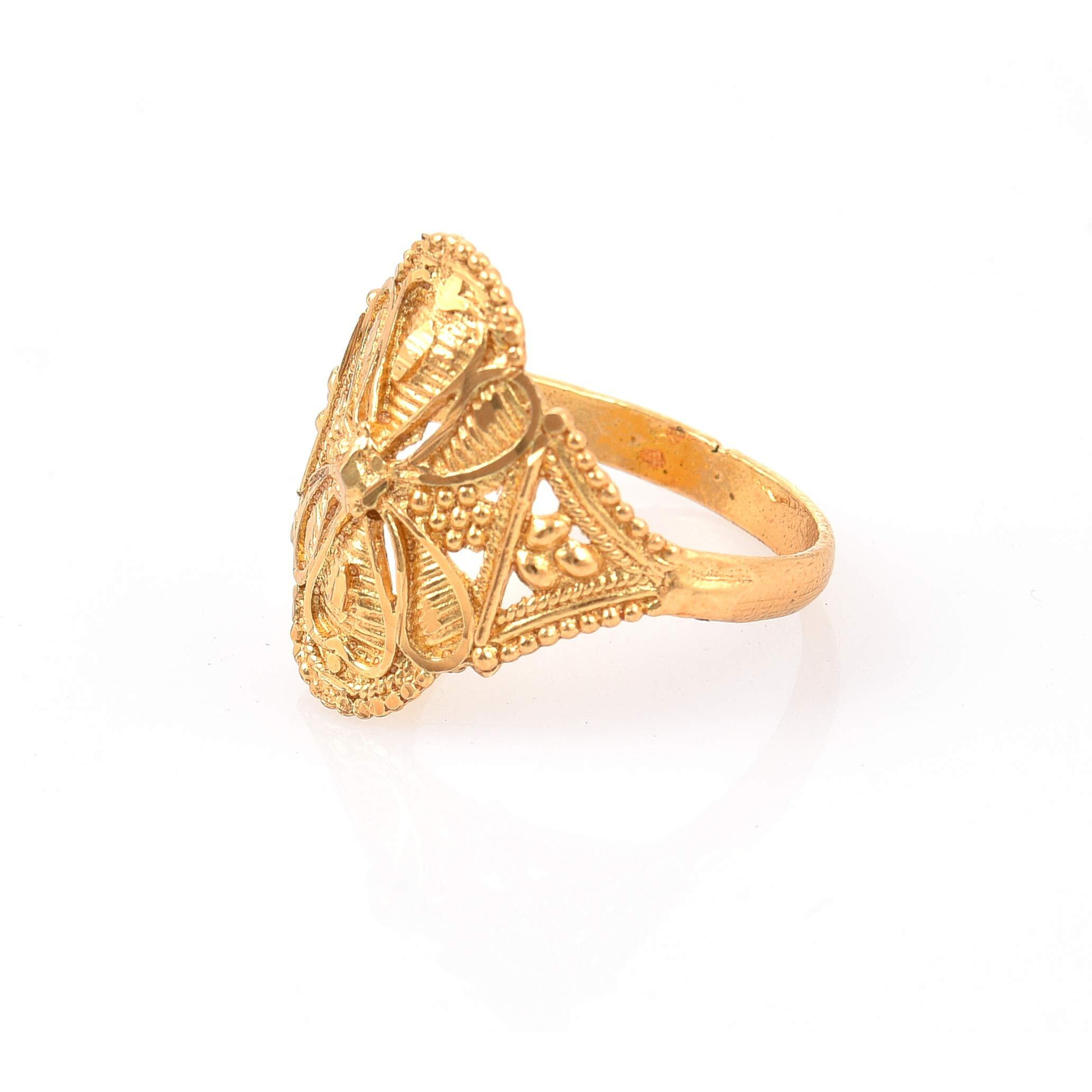 Handicraft Kottage Ethnic 18k Gold Plated Brass Oxidized Ring for Women, Girls and ladies (Gold) (Buty)