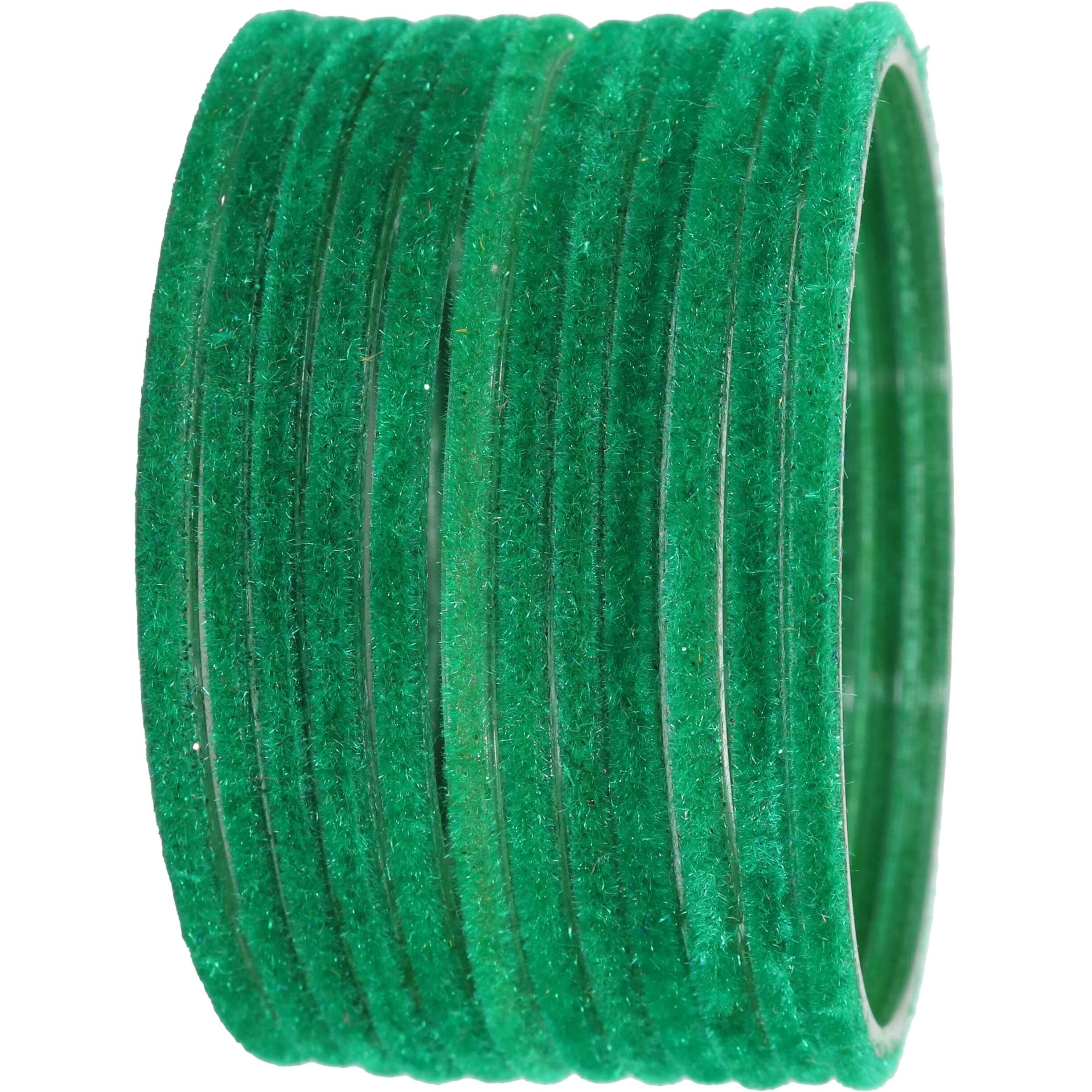 NMII Glass Velvet Bangles Set For Women and Girls | Plain Glass Bangles | Velvet Chudi | Simple Bangles For Women | Kaanch ki Chudi | Stylish Glass bangles- Set of 24, (Glass Velvet-Green-2.2)